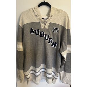 NWT Auburn University Tigers Men's XL Color Block Hoodie Gray Navy Ivory Lace up